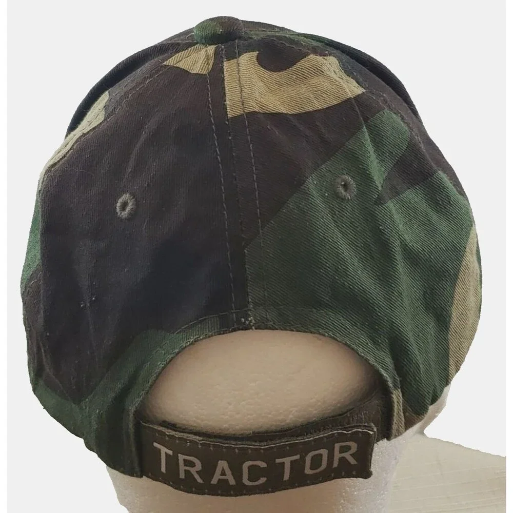 Boys Ocean Blue Adjustable Baseball Cap with Camo Background, Tractor Theme